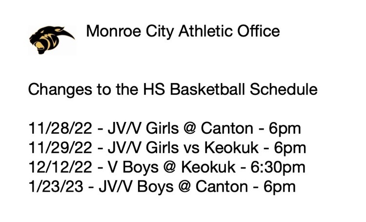 BBall Schedule Changes 