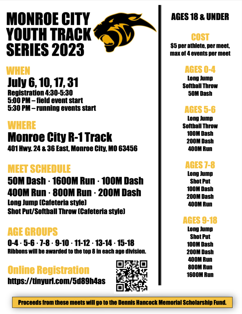 Monroe City Youth Track Meets